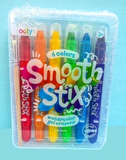 SET OF 6 SMOOTH STIX GEL CRAYONS FOR KIDS AND ADULTS WITH PAINT BRUSH