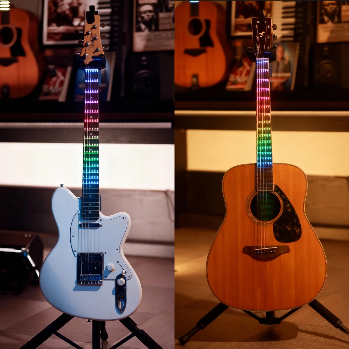 Diapasón de guitarra inteligente SCT-86 tira de luz LED escala 12 aprendizaje y 6 modos de escenario