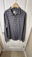 CK Calvin Klein One Ultra Slim Fit Shirt Mens Large Gray Abstract Button Up