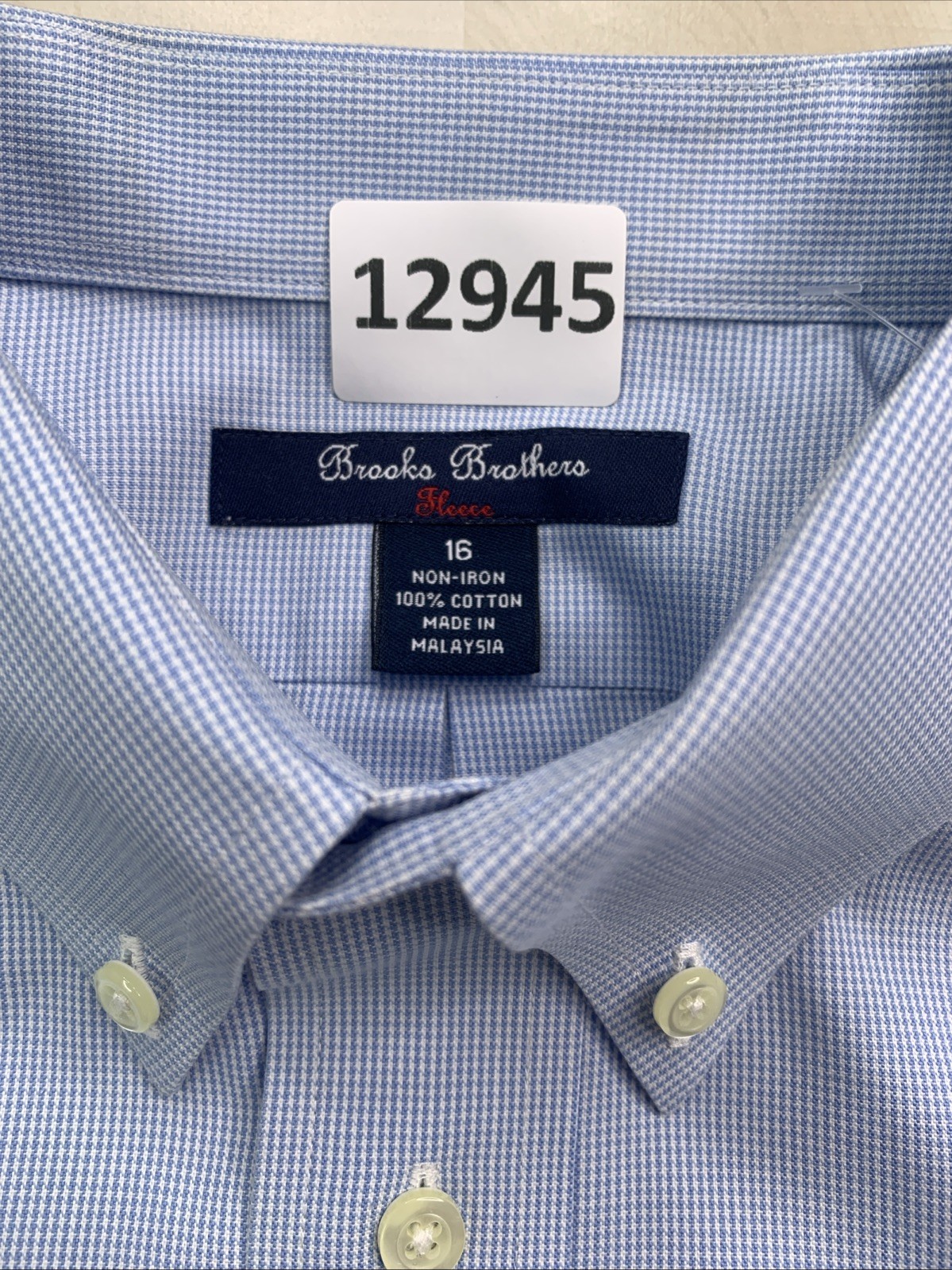 Brooks Brothers Blue Houndstooth Cotton Non Iron Button Down Dress Shirt Mens 16 thumbnail 7