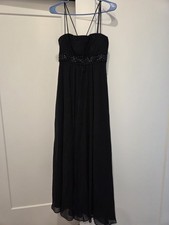 David's Bridal Black Chiffon Polyester Sleeveless Bridesmaid Dress Size 6 F12495