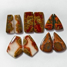 5 Pcs Lot 195 Cts Natural Seam Agate Drilled Match Pair Cabochon Gemstone