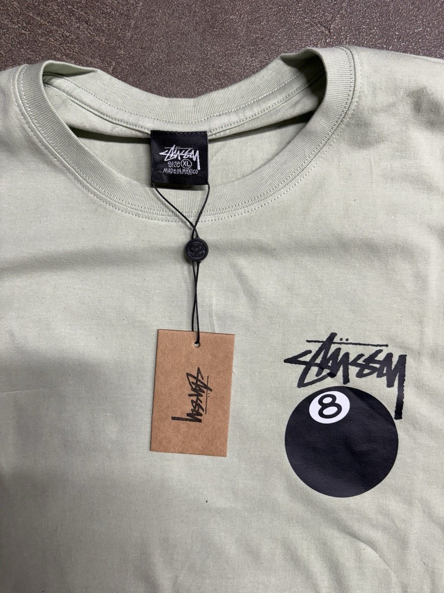 Stussy Shirt T-shirt Green Black 8-BALL Size X-Large Double Sided