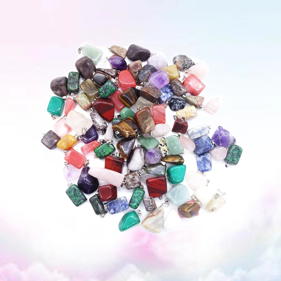  20 PCS Perline Di Pietra Naturale Multicolore Ciondoli Pendenti Pietre Miste - Immagine 2 di 4
