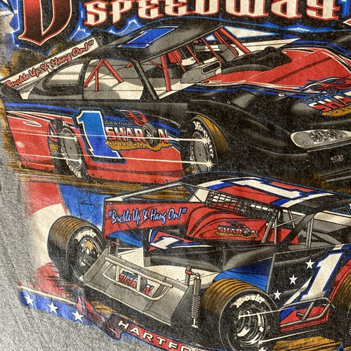Sharon Speedway Hartford Ohio Mens T Shirt Medium Graphic Print Race Short Track - Picture 12 of 13