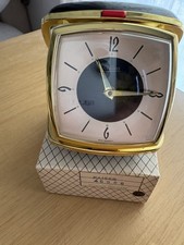 Vintage Reisewecker mechanisch zum Aufziehen, schwarzes Klappgeh&auml;use, Made by Kaiser