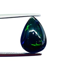 4.28 Cts Natural Ethiopian Black Opal 14x10.5mm Pear Cabochon Loose Gemstone