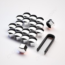 20x Wheel Lug Nut Cover Black Cap 17MM Tool For Vauxhall Ford Skoda Renault