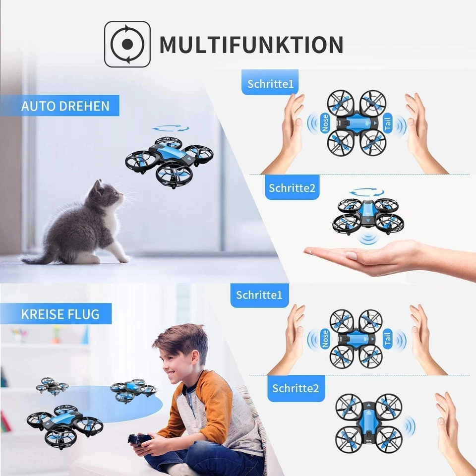 Mini Drone per Bambini con Telecomando Drone Giocattolo con 3 Batterie Incluse - Immagine 4 di 4
