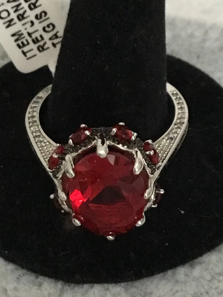 Silver Plated Simulated Ruby/ Diamond Ring New Size R1/2 - Image 3 of 4