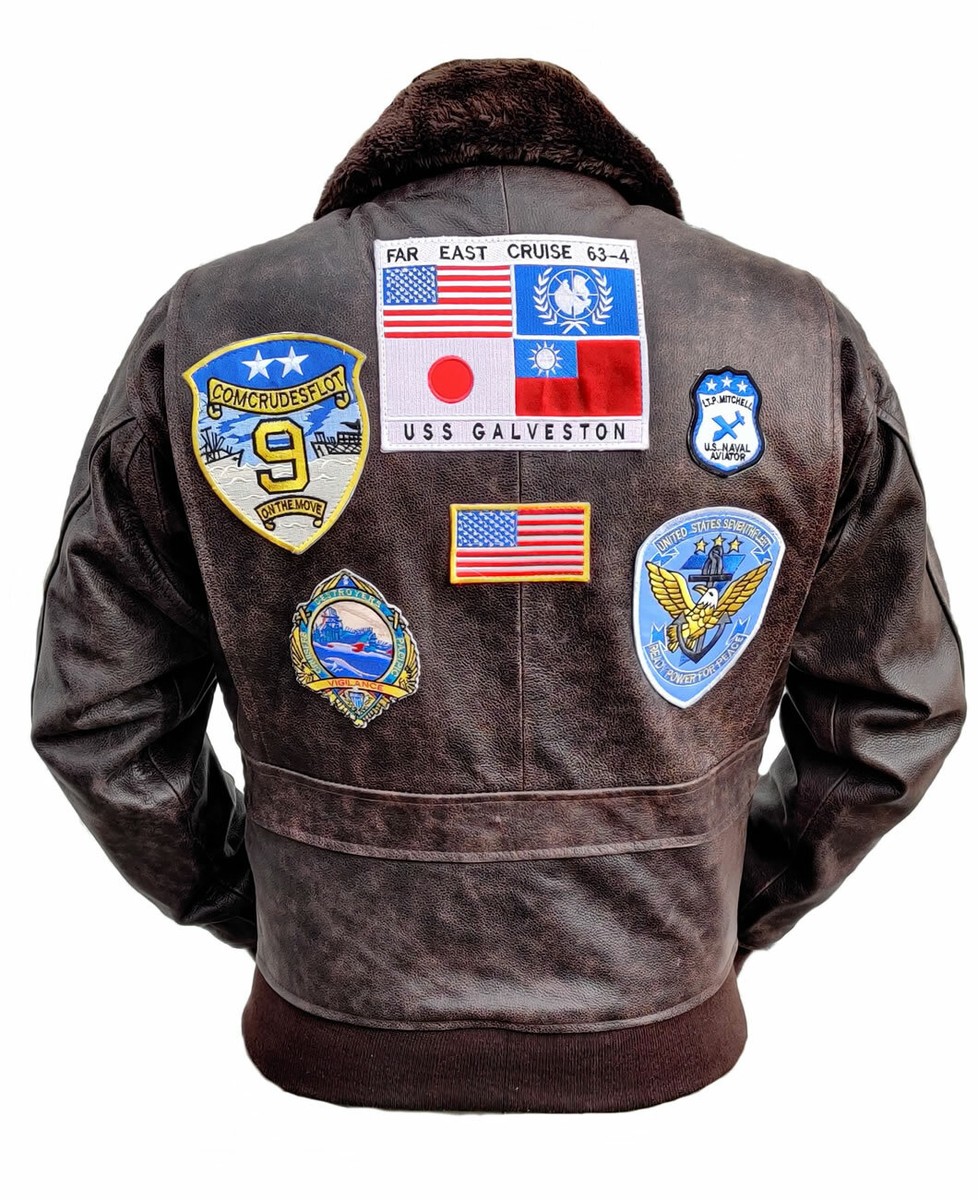 Herren Jacke TOP GUN Fliegerjacke Maverick Pilotenjacke Patches