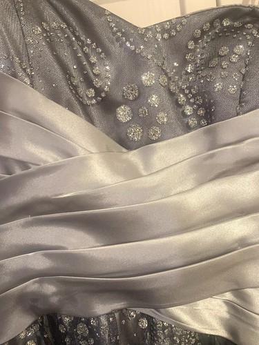 NEW Adrianna Pappel Hailey Logan Gown Gray Satin Glitter Layer Skirt Size 3/4 - Picture 7 of 15