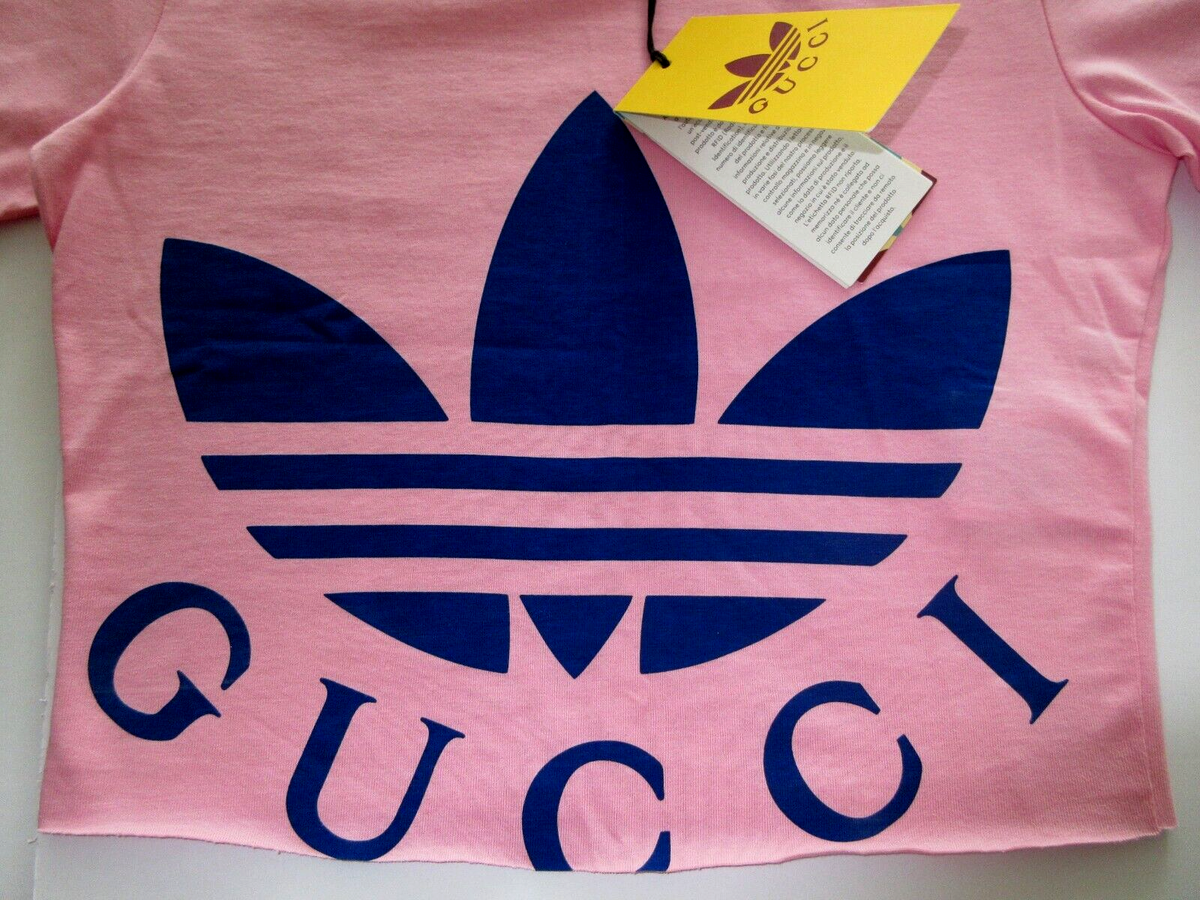 Gucci x Adidas Cropped Pink T-Shirt Women's Size XXS Authentic