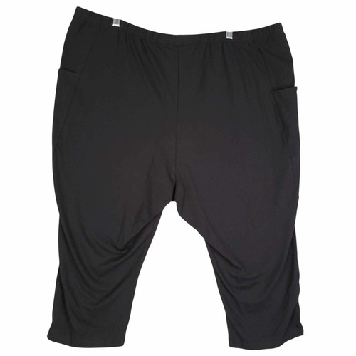 Woman Within Pants Womens Size 3X 30 Black Pull On Capri Pockets Cotton New - 第 3/9 張圖片
