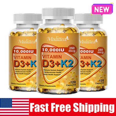 Vitamin D3 K2 Vitamin Supplement 10000IU,Boost Immunity & Heart Health 120 Pills