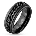Men's Stainless Steel Rotary Stress Anti-Stress Ring With Chain Black M4397