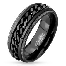 Men's Stainless Steel Ring And Rotary Anti-Stress Chain M4397