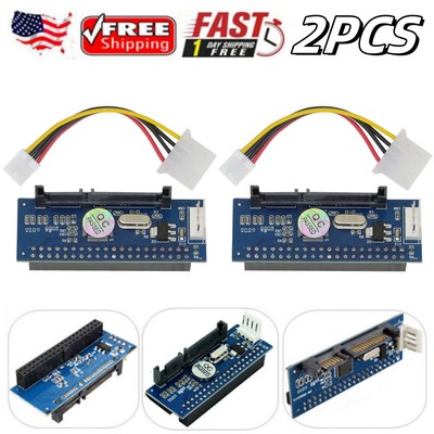2PCS 40Pin Female SATA IDE to 22 Pin Male Adapter PATA 3.5''Card for T1 Converter