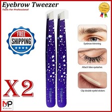 Professional Slanted Eyebrow Tweezers   Stainless Steel Hair Plucking Tool