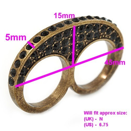 Anillo de cristal de 2 dedos con nudillos y nudillos con ostentación de hielo inusual rapero proxeneta gangsta - 2 colores - Imagen 12 de 21