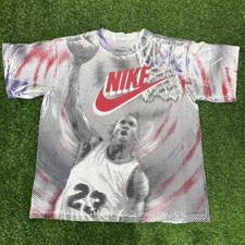 Vintage Nike Michael Jordan Shirt- Size L - Made In USA AOP Spiral *Rare GRAIL