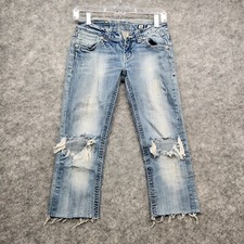Miss Me Straight Jeans Women's Size 26 Light Washed Blue Denim Distressed