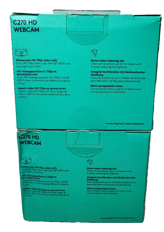 2x Logitech HD Webcam C270 - Webcam Black Homeoffice Mobile Working Desktop NEU - Bild 2 von 2