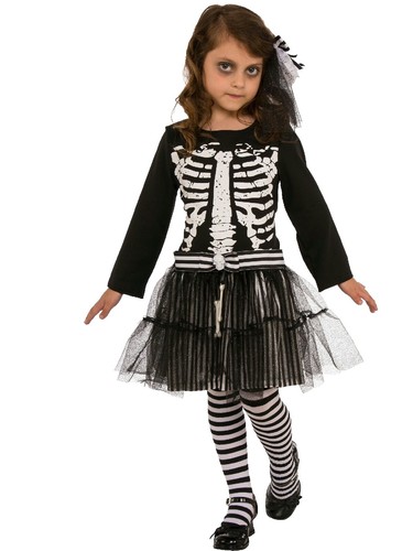 kids silver skeleton dress costume Fun World Inc. Glitter Skeleton Halloween Fantasy Costume Female, Child 4-10, Silver