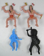 Unbranded Plastic Mixed Indians Men Lot of 4 Toy Figures 2"-2.5" Scale