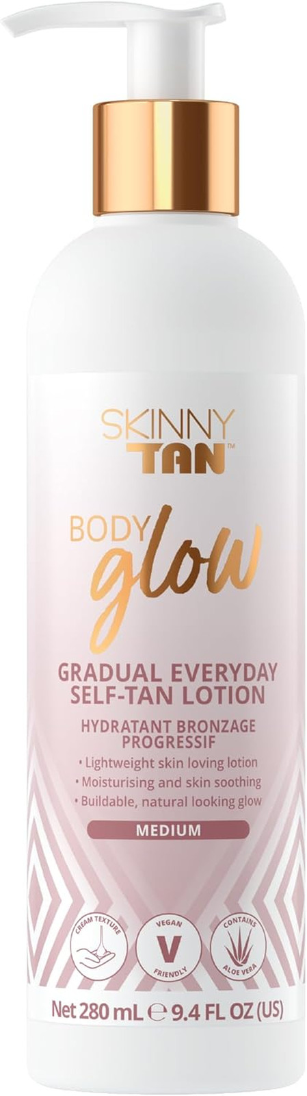 Skinny Tan Body Glow Moisturising Gradual Tan Lotion Fake Tan Moisturiser, 280ml