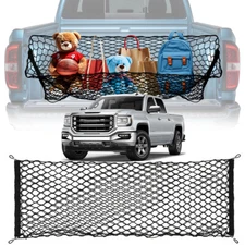 For 2001-2021 GMC Sierra 1500 Rear Truck Bed Cargo Net Elastic Storage Mesh&Hook