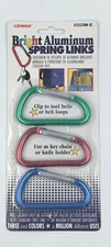 Lehigh Bright Aluminum Alloy Carabiner Snap Clip Spring Links, Set of 3 Gr/Rd/Bl