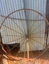 Lot Of 2 Large 55 Inch Antique Metal Iron Wagon Wheel Yard Art, Read Description