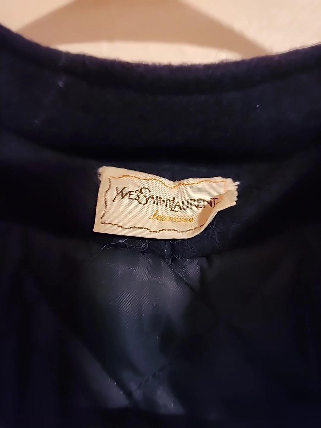 SAINT LAURENT (YSL) Cappotto rimovibile GVC RARO vintage YVES SAINT LAURENT JUGEND blu navy cappotto di lana rimovibile