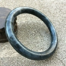 10% OFF- 58/59/60mm Certified Natural Black Emerald A*Jade Carved Bangle A1940