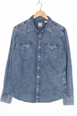 LEVI S Barstow Western Jeanshemd Herren Größe M Standard Langarm VR2956