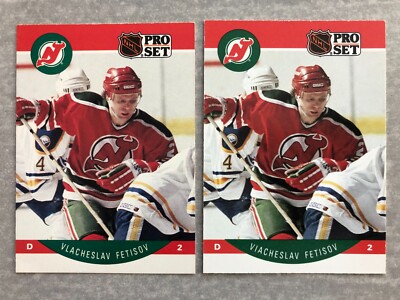 (2) 1990 Pro Set VIACHESLAV FETISOV ''Spelling'' Error & Corrected Hockey Card 167