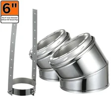 ALLFUEL HST Elbow Kit Double Wall Chimney Pipe 6 in.x10 in. 15° Stainless Steel