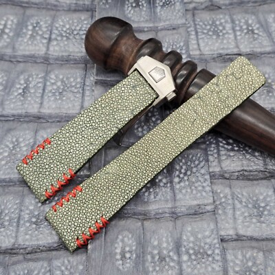 22mm/18mm Polished Stingray Leather Watch Band Minimalist Design Exotic Leather