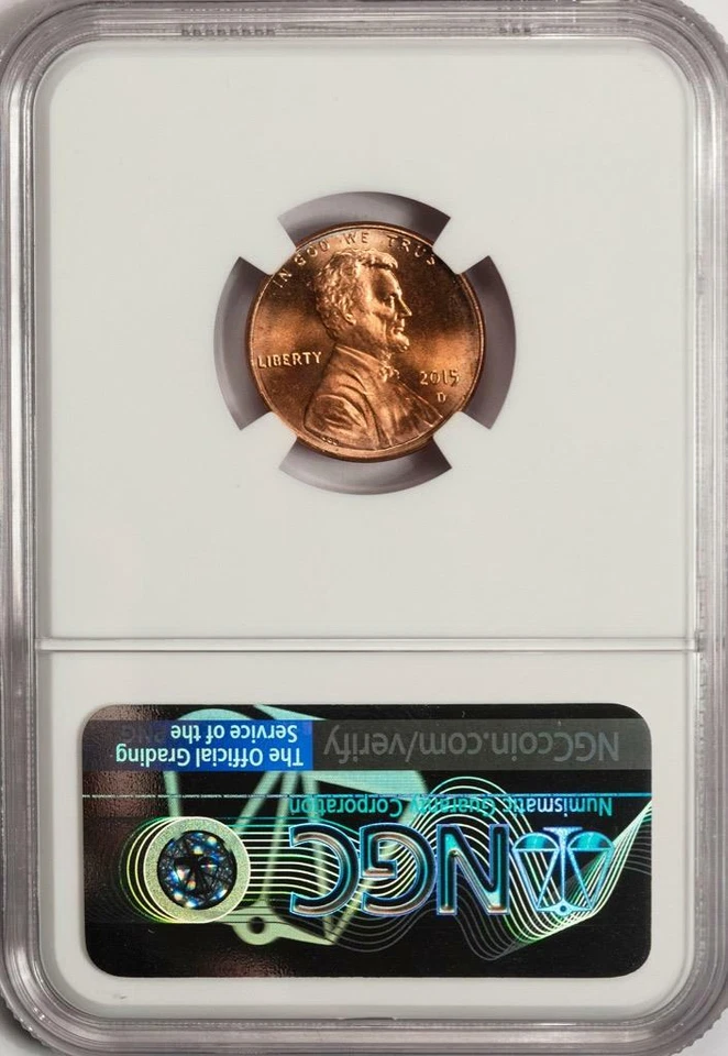 2015 D NGC MS66RD Struck On Defective Copper Plating Shield Cent Mint Error Rare - Image 4 of 4