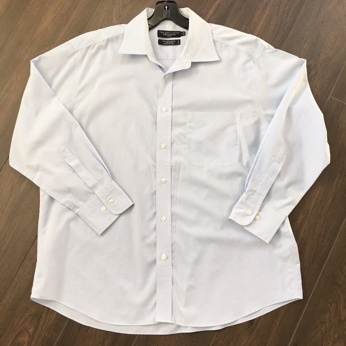Bloomingdales white/blue striped men's dress shirt Size 17 | eBay