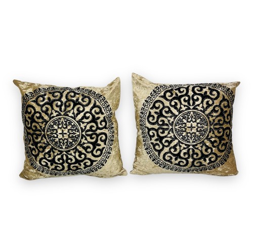 2er Set Luxus Kissenbezug Kopfkissen mit Reißverschluss Mäander Neu - Bild 1 von 3