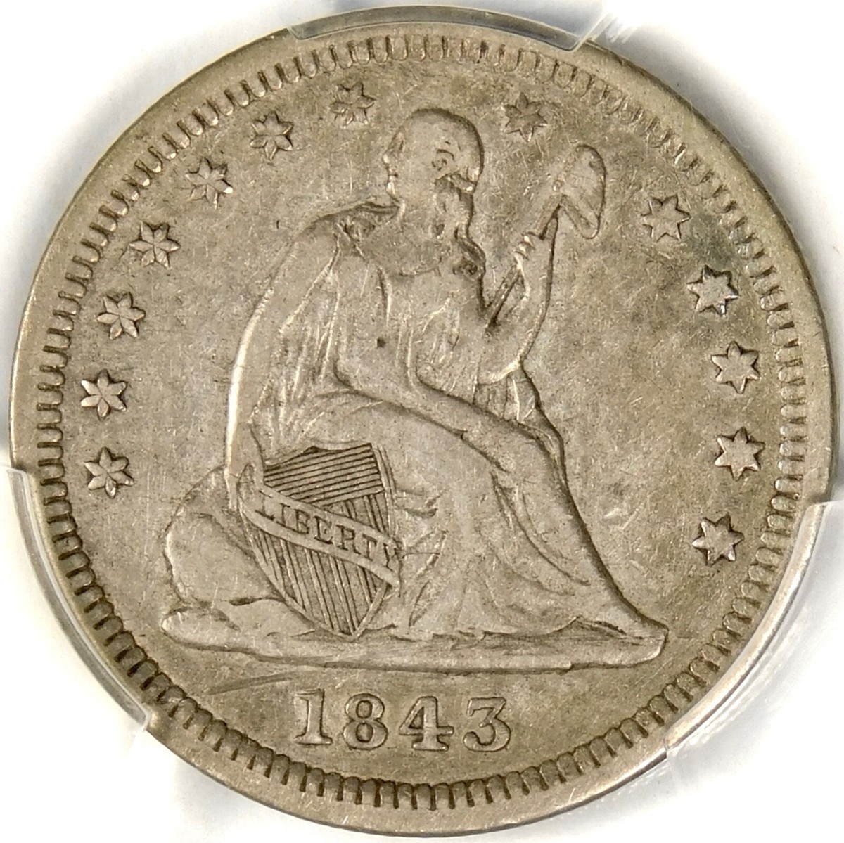 🔥🥶💨🪨🌚😍PCGS VF30 1843 O SEATED LIBERTY QUARTER | eBay