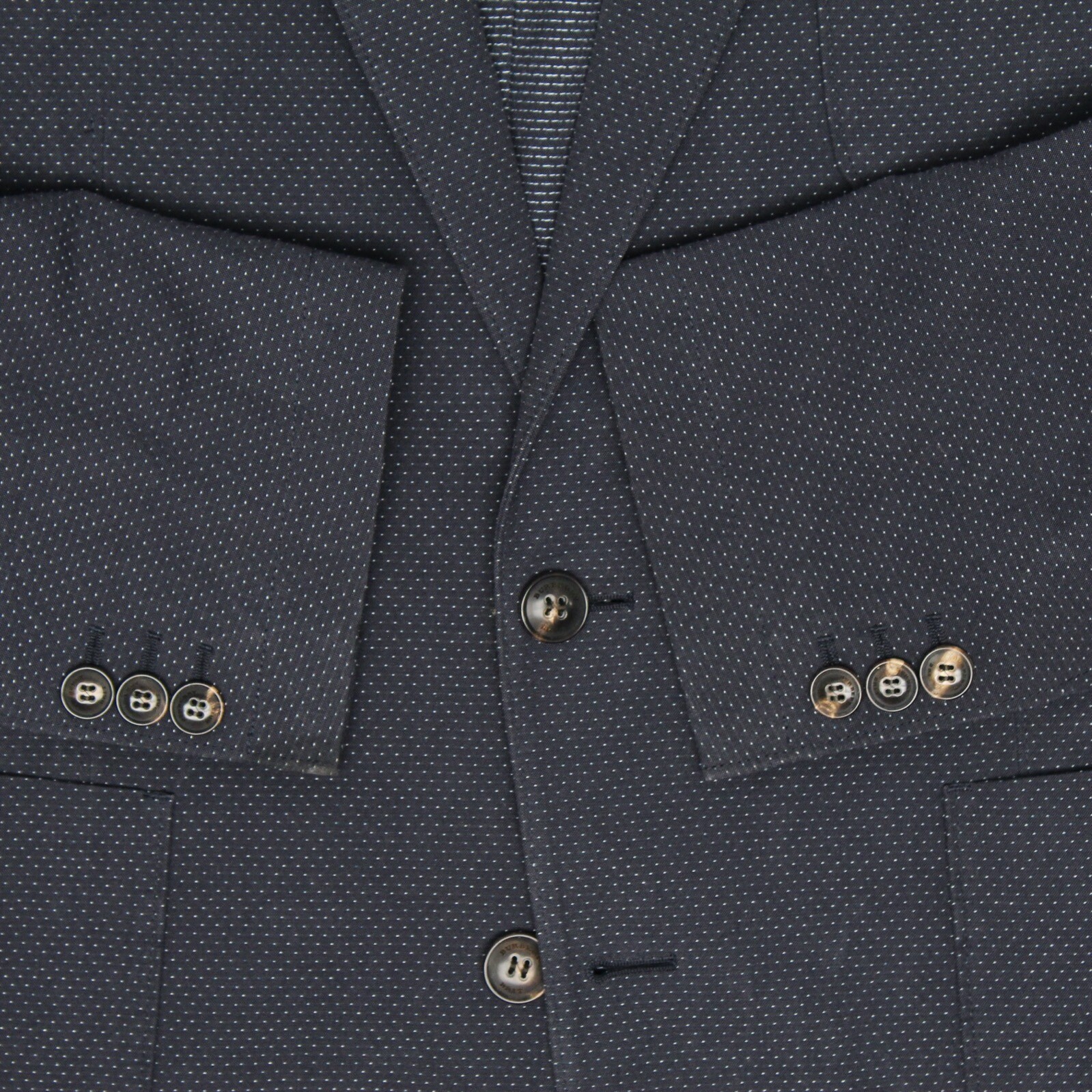 Burberry Brit Mens Sport Coat 40R Navy Blue White Dot Cotton Patch