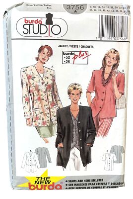 Burda Studio Plus Jacket Veste Chaqueta Sewing Pattern 3756 Size 8-26
