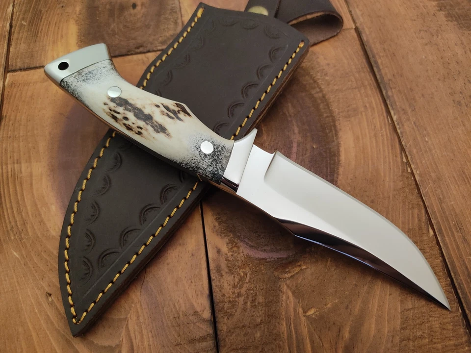 定制手工 440c 钢制生存 EDC 野营户外狩猎刀鹿角 — 第 3/4 张图片