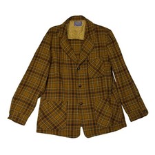 Vintage Pendleton Men's Plaid Blazer 100 Virgin Wool USA Brown Size Large
