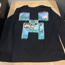 MINECRAFT T-SHIRT boys black long sleeve, size M
