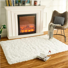 Fluffy Cream Rug Washable Non-Slip Shaggy Area Rug – 80x120 cm