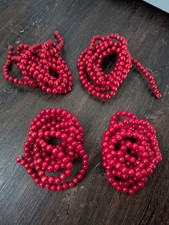 Christmas Red Wooden Beads Garland 4 Strands 9 ft each Approximately 36 ft